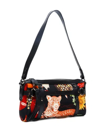 Pre-owned Ferragamo 1990-2010 Graphic-print Shoulder Bag In Black