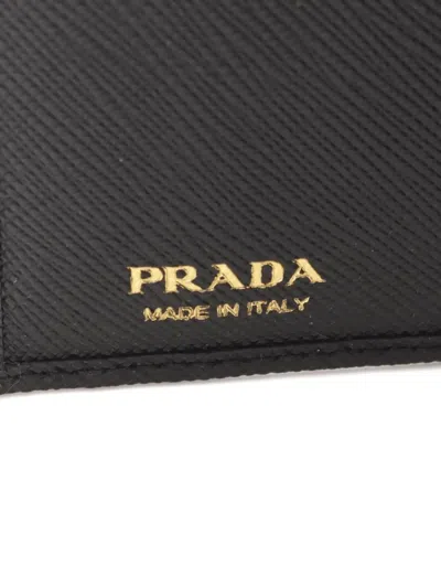 Pre-owned Prada 2020s Saffiano-leather Triangle-logo Wallet In Black