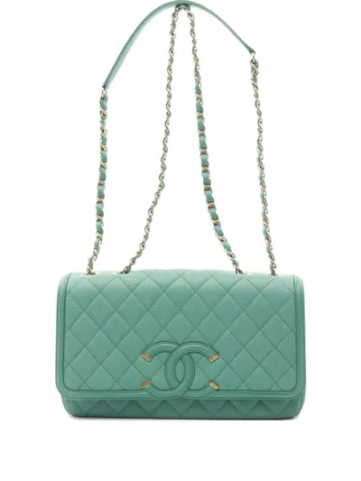 Pre-owned Chanel 2016-2017 Small Interlocking Cc Shoulder Bag In Green