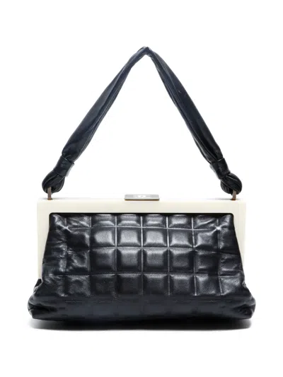 Pre-owned Chanel 2002 Choco Bar Quilted Lambskin Shoulder Bag