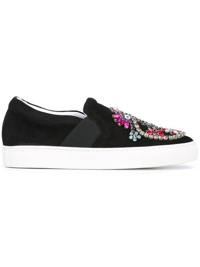 Lanvin Black Embellished Slip-on Sneakers | ModeSens