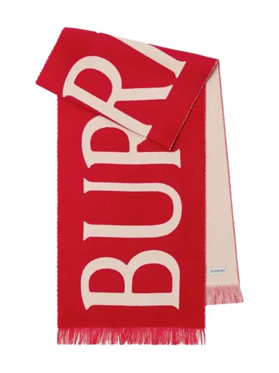Burberry Logo-jacquard Scarf In Red