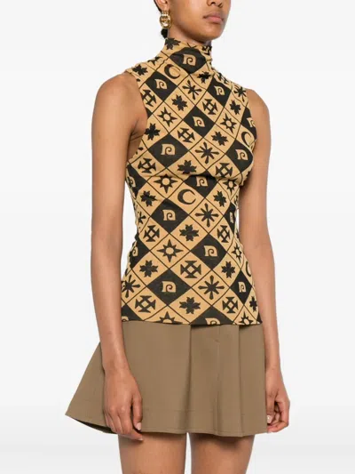 Nanushka Geometric-pattern Sleeveless Top In Neutral