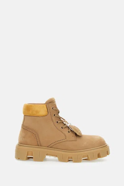 Moncler Peak City Ankle Boots Sneakers Beige In Brown