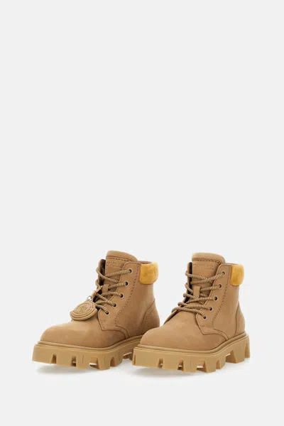 Moncler Peak City Ankle Boots Sneakers Beige In Brown