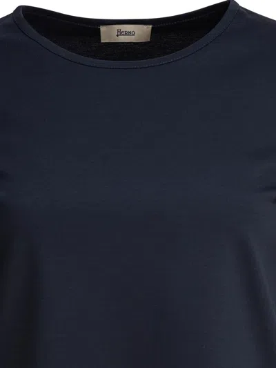 Herno Side Slits Cotton T-shirt Clothing In Blue