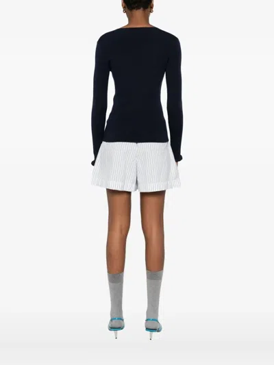 Valentino Ruffled V-neck Wool Sweater