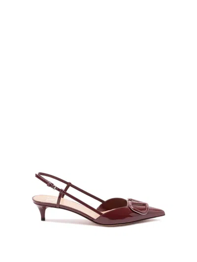 Valentino 40mm Vlogo Slingback Pumps In Burgundy