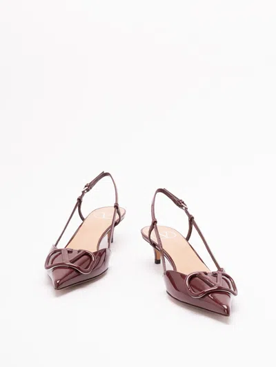 Valentino 40mm Vlogo Slingback Pumps In Burgundy