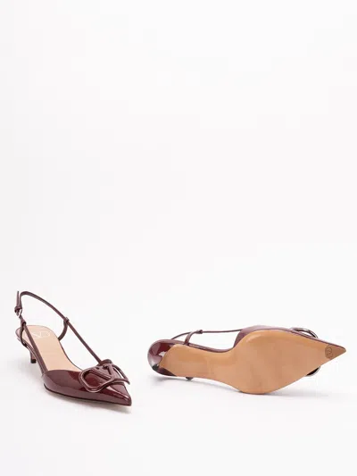 Valentino 40mm Vlogo Slingback Pumps In Burgundy