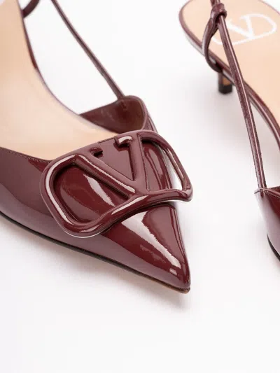 Valentino 40mm Vlogo Slingback Pumps In Burgundy