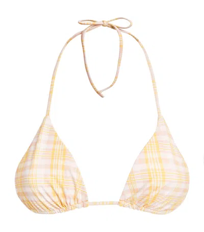 Faithfull The Brand Check Triangle Bikini Top In White