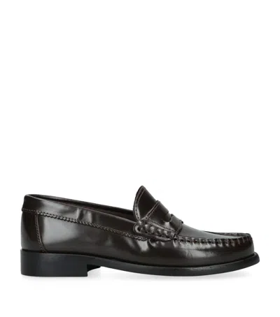 Papouelli Leather London Loafers In Black