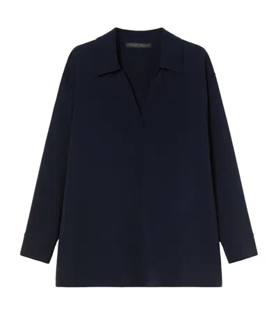 Marina Rinaldi V-neck Zama Blouse In Blue