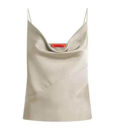 Max & Co Satin Cowl-neck Camisole In Gray