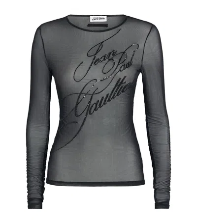 Jean Paul Gaultier Mesh Sequin-branded T-shirt