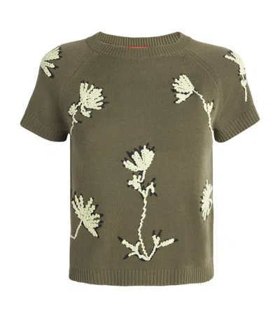 Max & Co Embroidered Jacquard Sweater In Green
