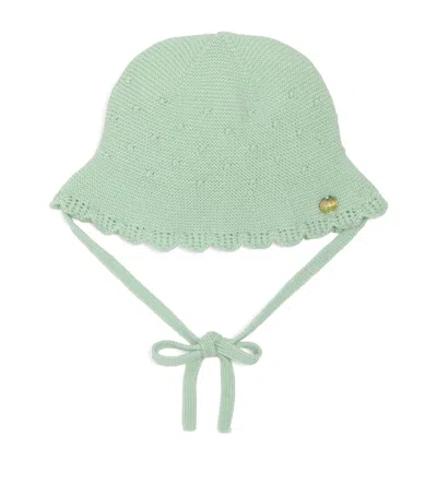 Paz Rodriguez Cotton Knit Bonnet In Green