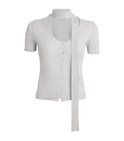 Max & Co Short-sleeve Scarf Cardigan In White