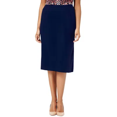 Kasper Plus Womens Office Wear Professional Pencil Skirt In Blue