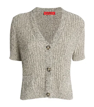 Max & Co Ribbed Short-sleeve Cardigan In Gray
