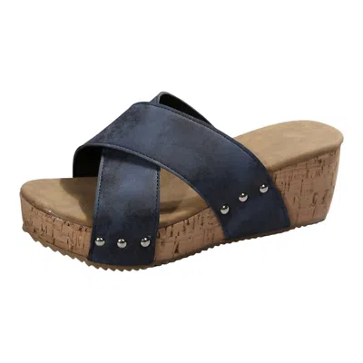 Trendsi Women's Open Toe Wedge Sandals In Peacock Blue