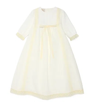 Paz Rodriguez Cotton-blend Lace Dress And Bonnet Set In Neutral