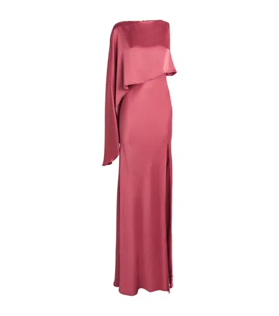 Lapointe Satin Asymmetric Gown In Pink