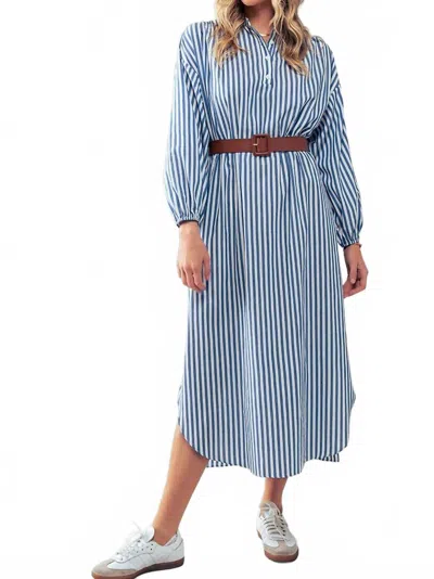 Urban Daizy Keep Things Classic Shirt Dress In Bright Blue