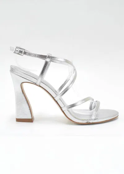 Cocco Miami Women's Strappy Sandal Platform Heels In Silver Metallic