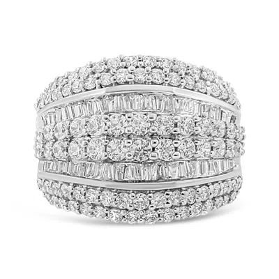 Haus Of Brilliance .925 Sterling Silver 2.00 Cttw Round And Baguette-cut Diamond Cluster Ring