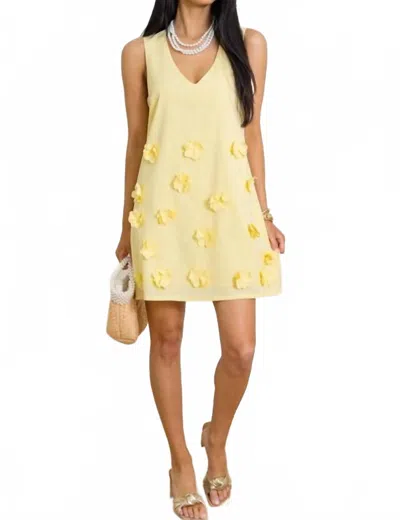 Lalavon Getaway Glow Rose Mini Dress In Yellow
