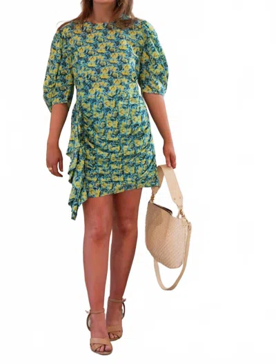 Rhode Pia Floral Print Cotton Mini Dress In Green