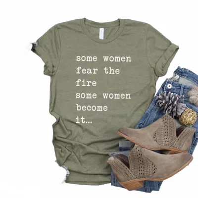 Rags & Royal Women's Fear The Fire Graphic Tee Shirt In Olive