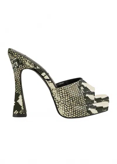 Cocco Miami Women's Open Toe High Platform Heel Sandal In Snake Black Patent