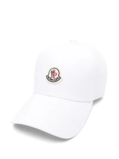 Moncler Logo Cotton Gabardine Baseball Cap In White