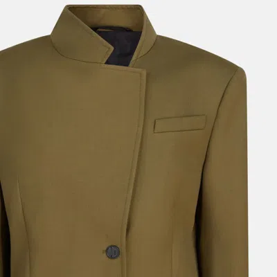 Attico Structured Asymmetrical Jacket With High Collar In Green