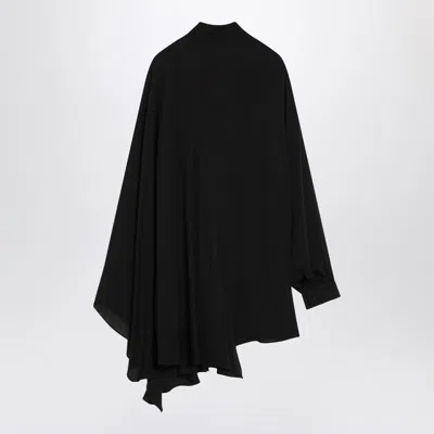 Balenciaga Black Georgette Scarf Blouse In Black