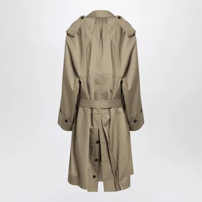 Balenciaga Beige Double-breasted Cotton Trench Coat In Brown