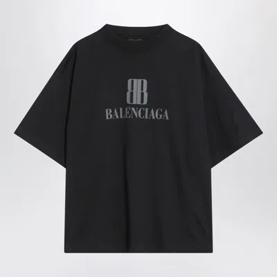 Balenciaga Black Nano Bb Cropped T-shirt In Black