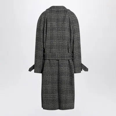 Balenciaga Vintage Checked Wool One Layer Raglan Coat Clothing In Black