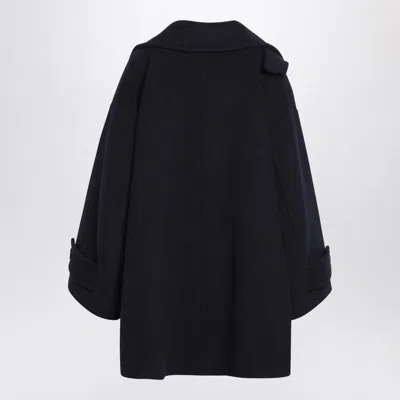 Chloé Wide Blue Double-breasted Coat In Black