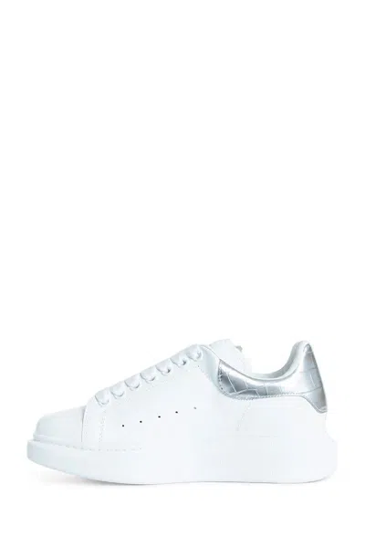 Alexander Mcqueen 'oversized Sneaker' With Croc-embossed Tab In Silver