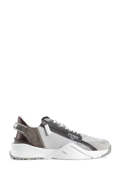 Fendi Flow Sneaker In Beige Nubuck In Brown