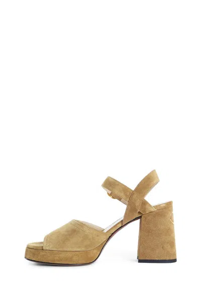 Valentino Garavani Mustard Suede Vlogo Signature Sandals In Animal Print