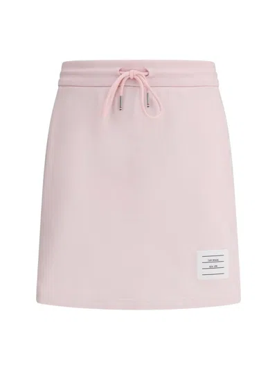 Thom Browne Cotton Mini Skirt Side Stripes In Pink