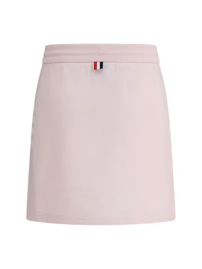 Thom Browne Cotton Mini Skirt Side Stripes In Pink