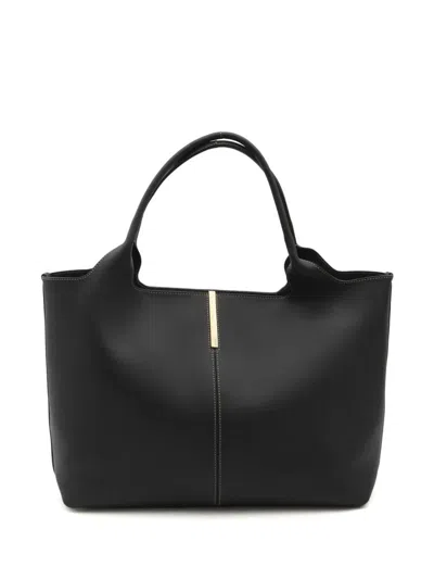 Tod's Medium Bag Shopping Contrast Stitching In Black