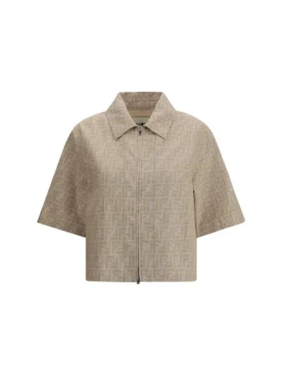 Fendi Ff Chambray Jacket In Neutral