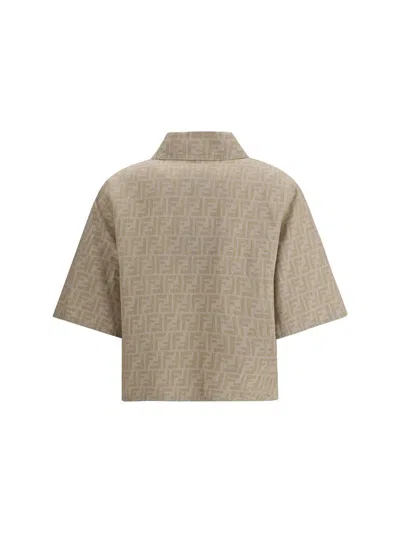 Fendi Ff Chambray Jacket In Neutral